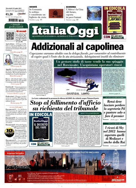 Italia oggi : quotidiano di economia finanza e politica